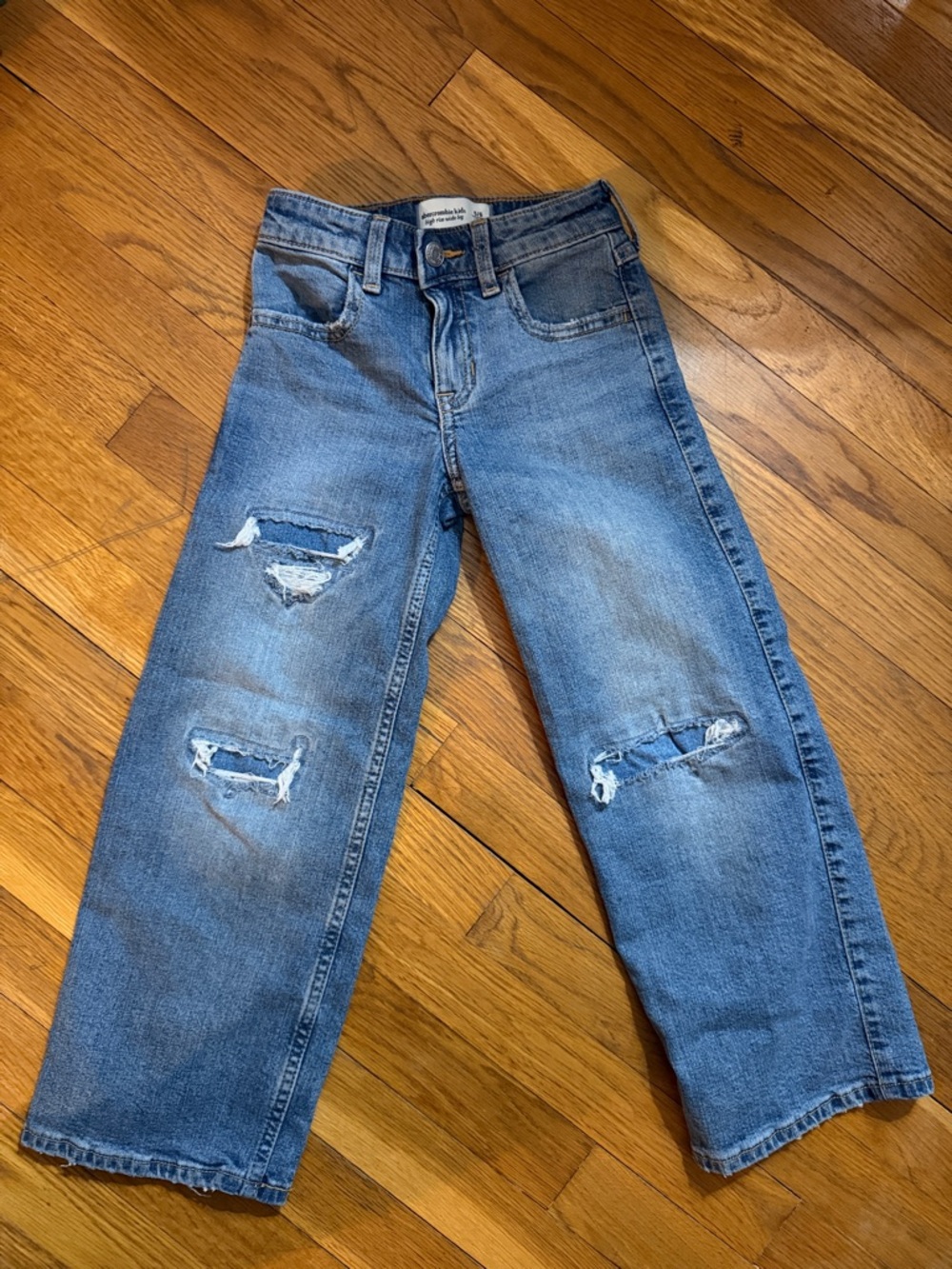 abercrombie kids Distressed Straight-Leg Jeans - Blue